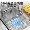 Silver stainless steel double-cylinder electric fryer with lifting oil filter device, commercial cake cabinet, cake gift box and skewer equipment Application Scenario
